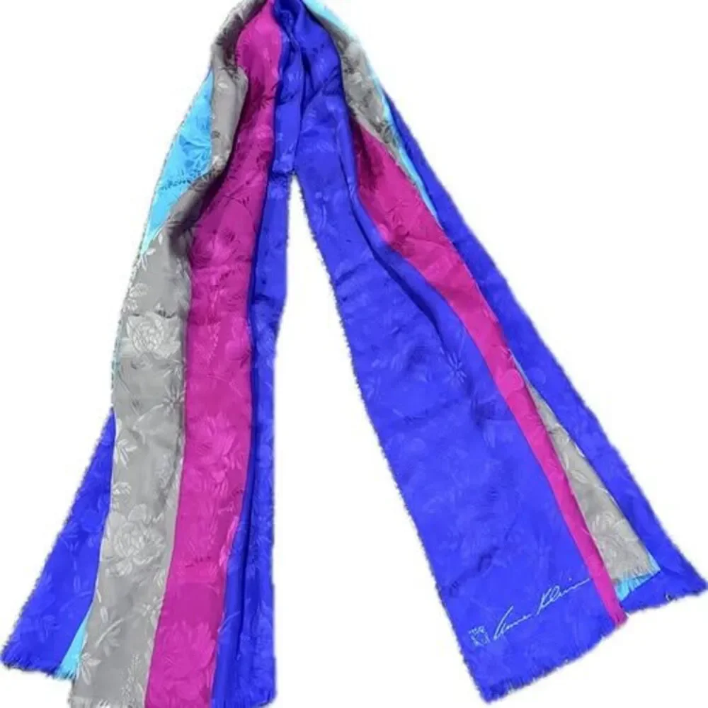 Vintage Anne Klein Colorful Silk Scarf-Fringed Edge